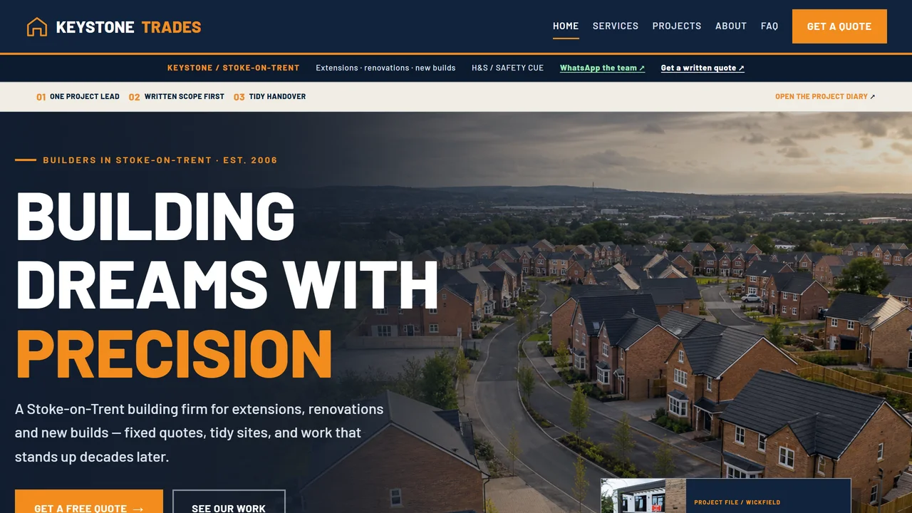 Keystone Trades — a builder's website Neubor built