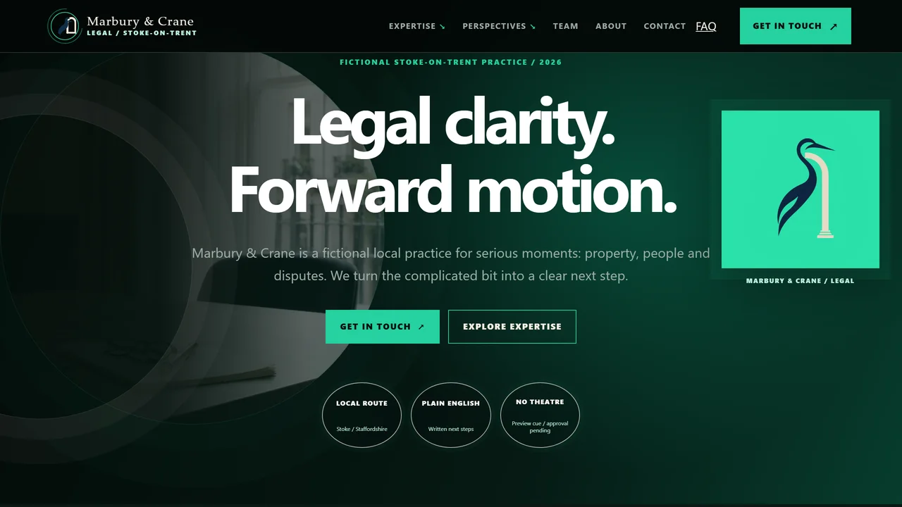 Marbury Crane Solicitors — a professional-services website Neubor built