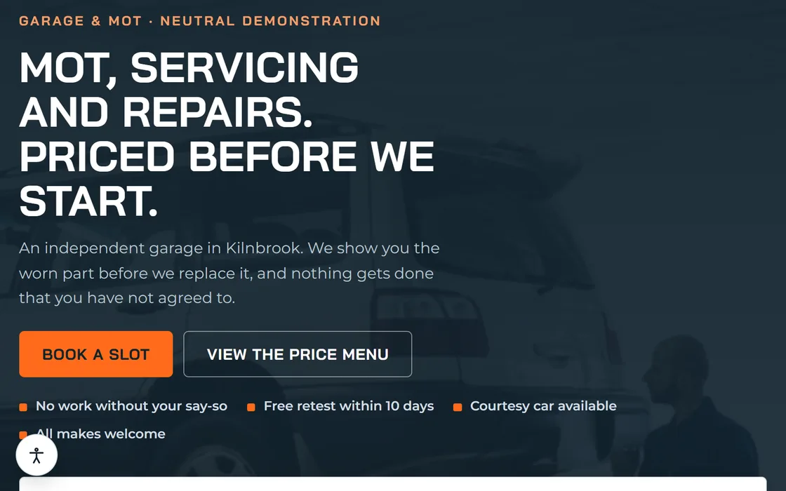 Axlegate Garage — a mechanic's website Neubor built