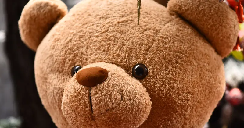 Adorable teddy bear in a festive setting, perfect for holiday decor and gift ideas.