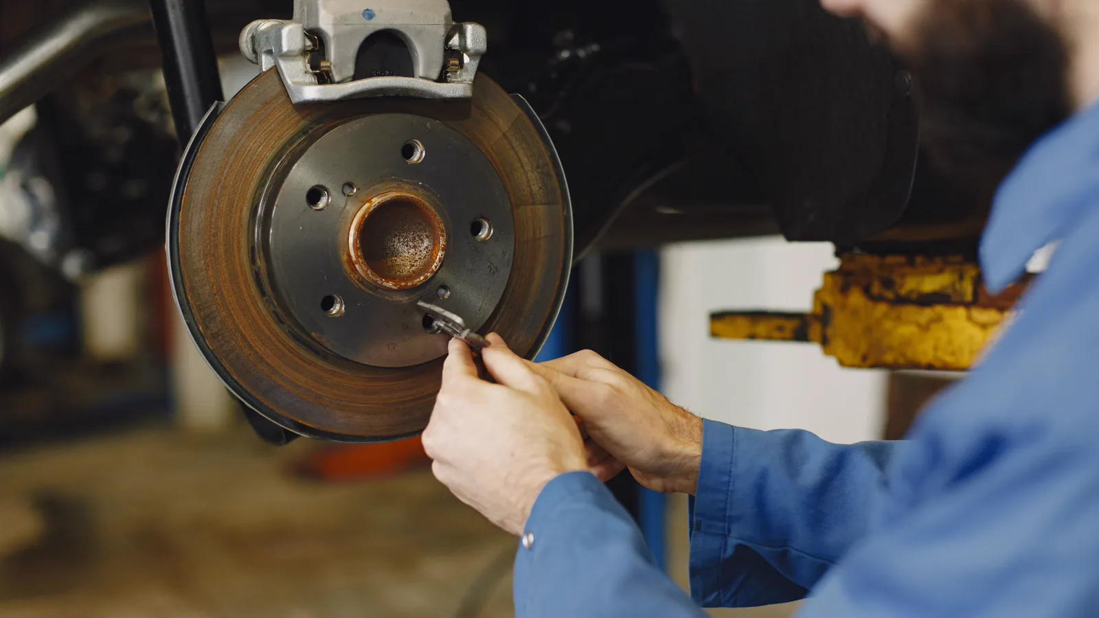 Close-up of brake work