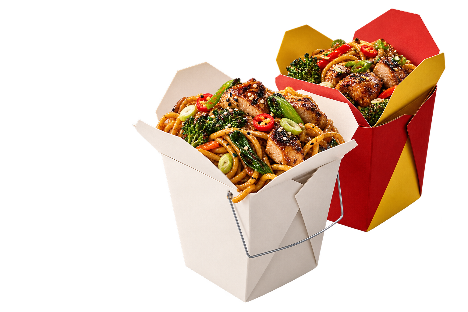 Original KILN & WOK takeaway cartons ready to share.