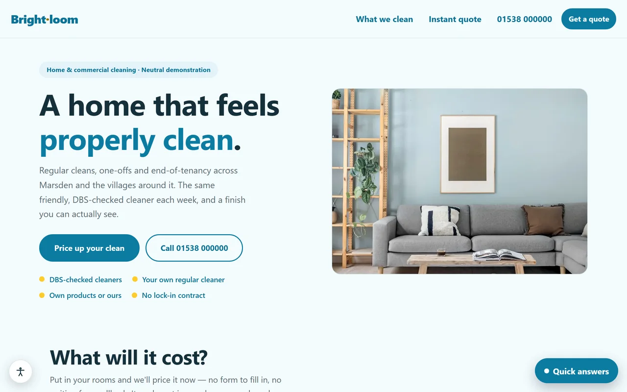A real cleaner website we designed and built — open the live demo