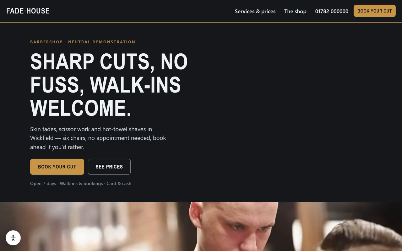 A real barber website we designed and built — open the live demo