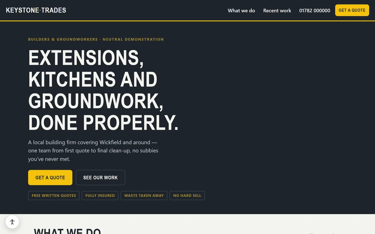 A real builder website we designed and built — open the live demo