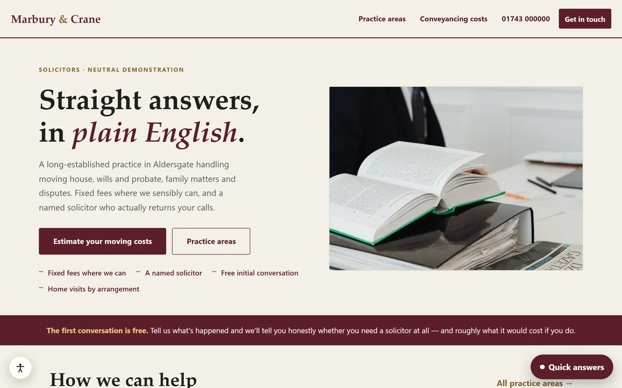A real solicitor website we designed and built — open the live demo
