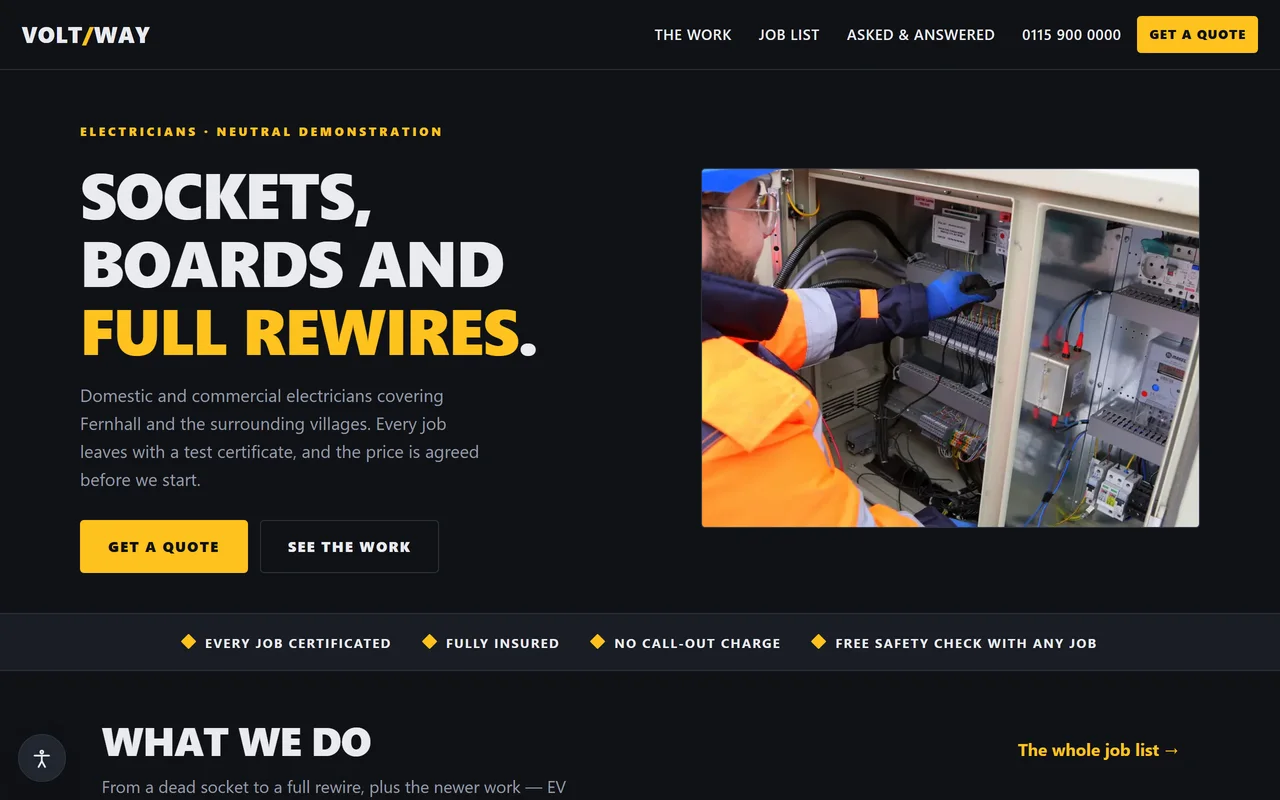 A real electrician website we designed and built — open the live demo